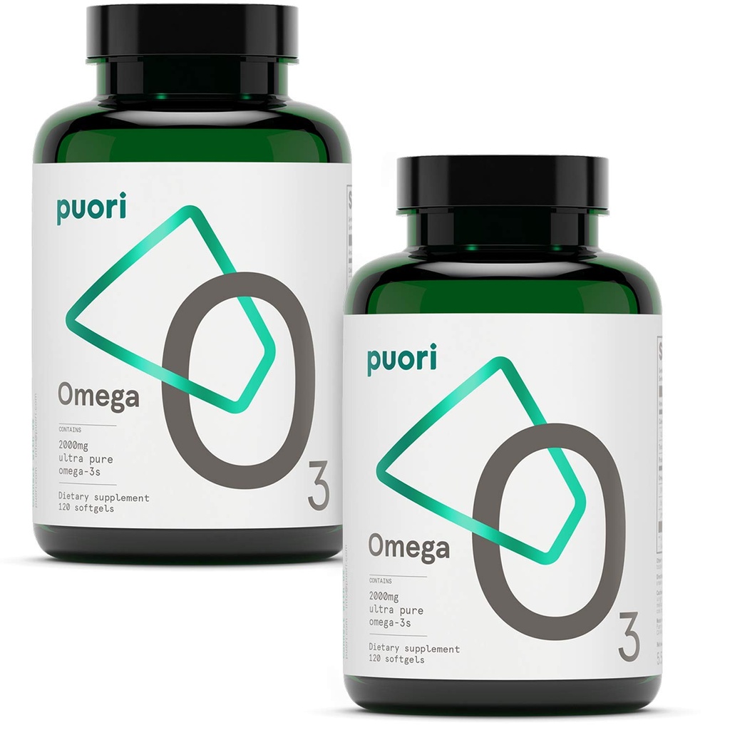 Puori Omega 3 Tambahan Minyak Ikan - Ultra Murni & Burpless Wild Caught Fish Oil dengan 2000mg Omega 3 Acids Gendut, 1250mg EPA & 500mg DHA Support Heart, Brain & Eye Health - IFOS Certifikasi - 240 Softgeels