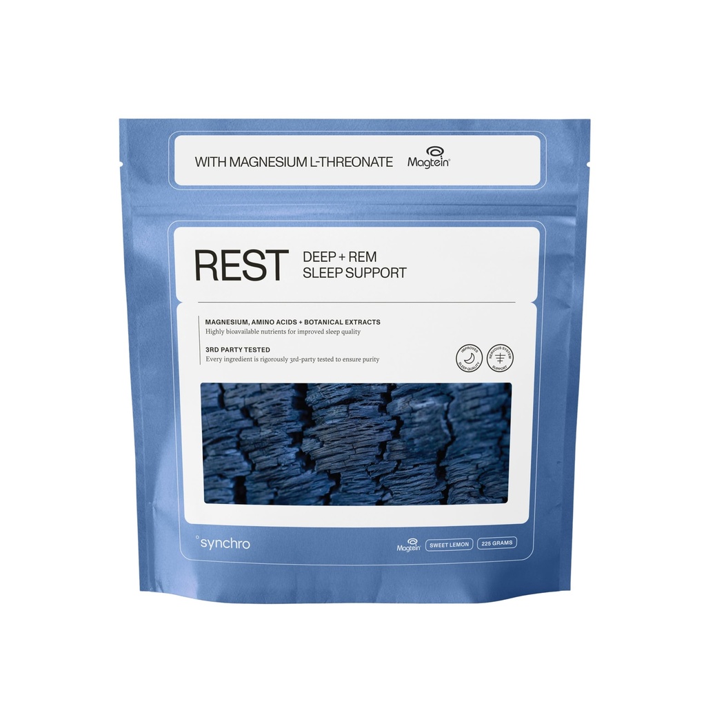 Synchro - Istirahat Suplemen Tidur, Relaxing Sleep Aids untuk Dewasa, bubuk Magnesium Tambahan untuk Dukungan Deep Sleep, Suplemen Minuman Malam Malam, Sweet Lemon Flavor, 210 Grams