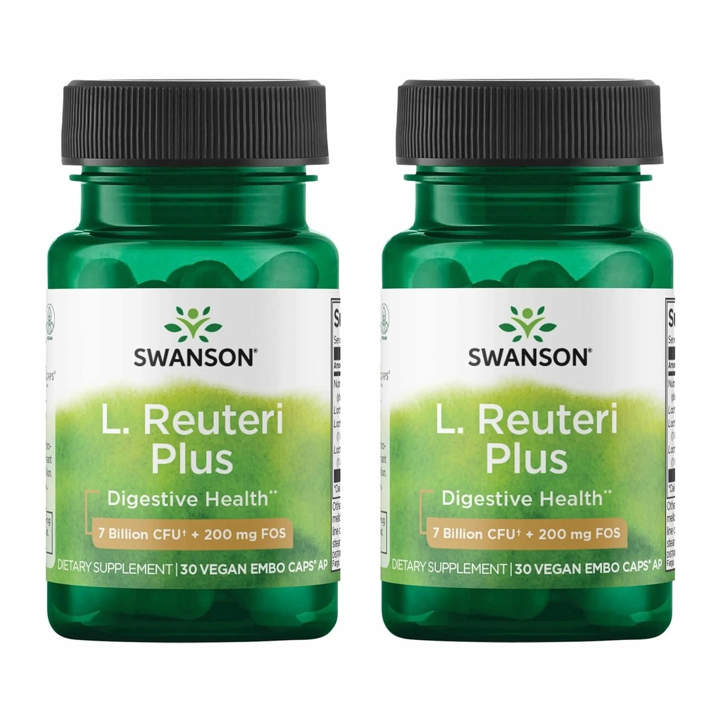 Swanson L. Reuteri Probiotic Plus w / L. Rhamnosus L. Acidophilus & FOS Prebiotic Digetical Dut Health (2 Paket)