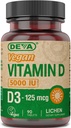 DEVA Vitamin D3 5000 IU, Sunshine Suplemen, 125 mcg dari Vegan D3, 90- Count Bottle