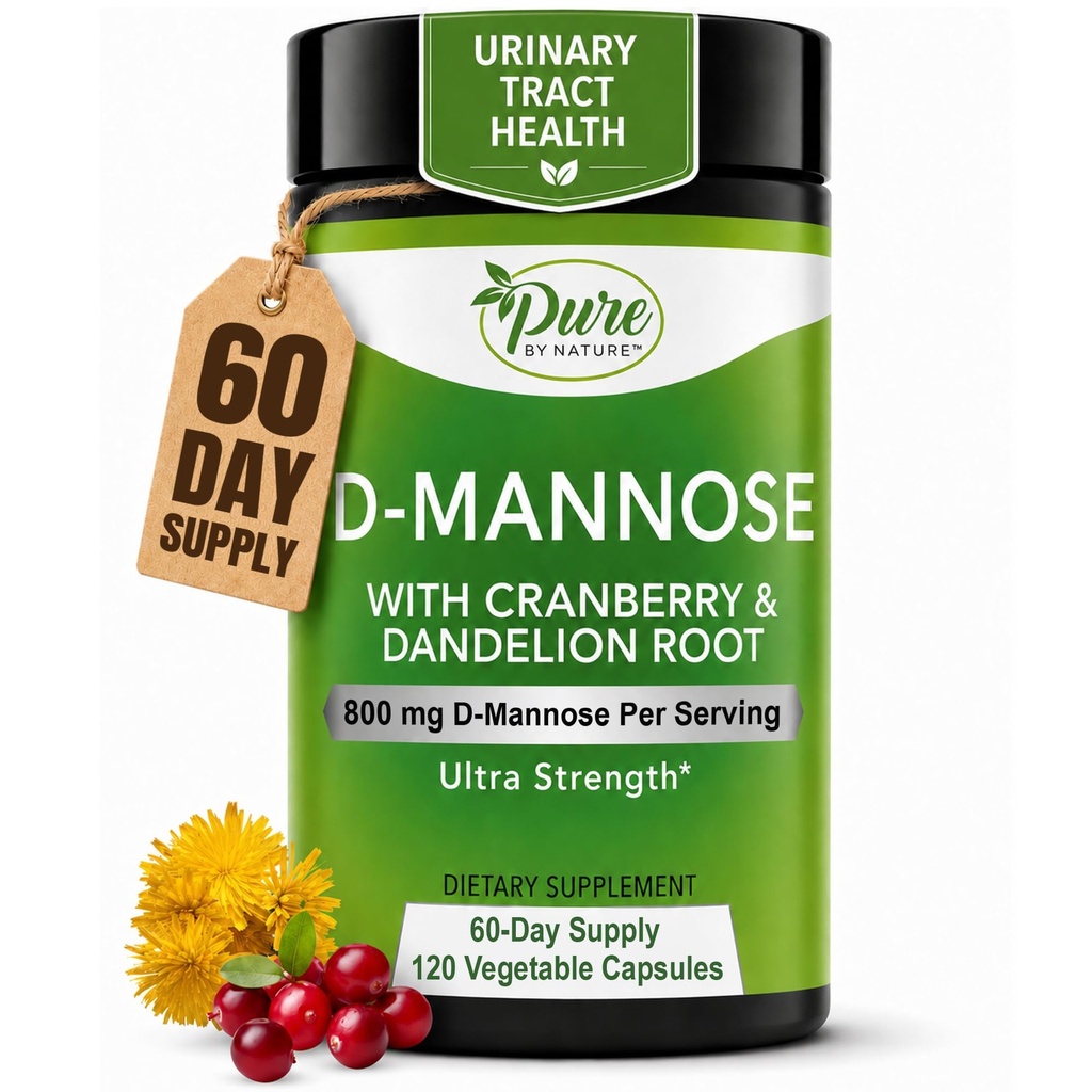 Murni Oleh Alam D- Mannose dengan Cranberry dan Dandelion Root, 120 Cacah