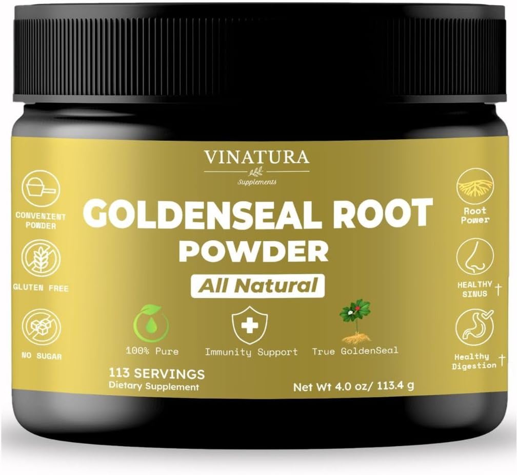 Goldenseal Root Powder - 4 oz, 113 Serbu * USA Made & Testing * Pure Natural Goldenseal Root Powder Suplemen