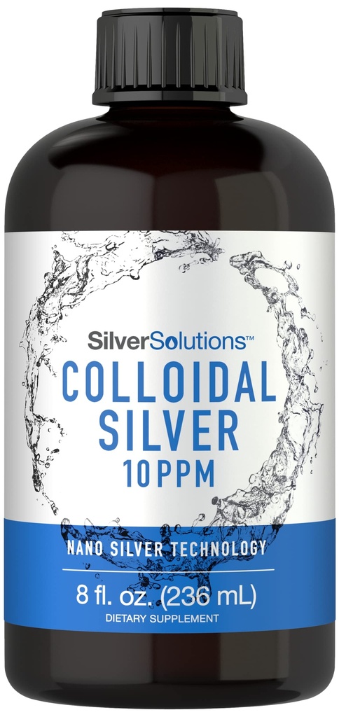 Carlyle Colloidal Perak 124; 10 PPM 124; 8 oz (236 mL) Solusi Teknologi Perak Nano 124; Vegetarian, Non-GMO, & Gluten Free Supplemen