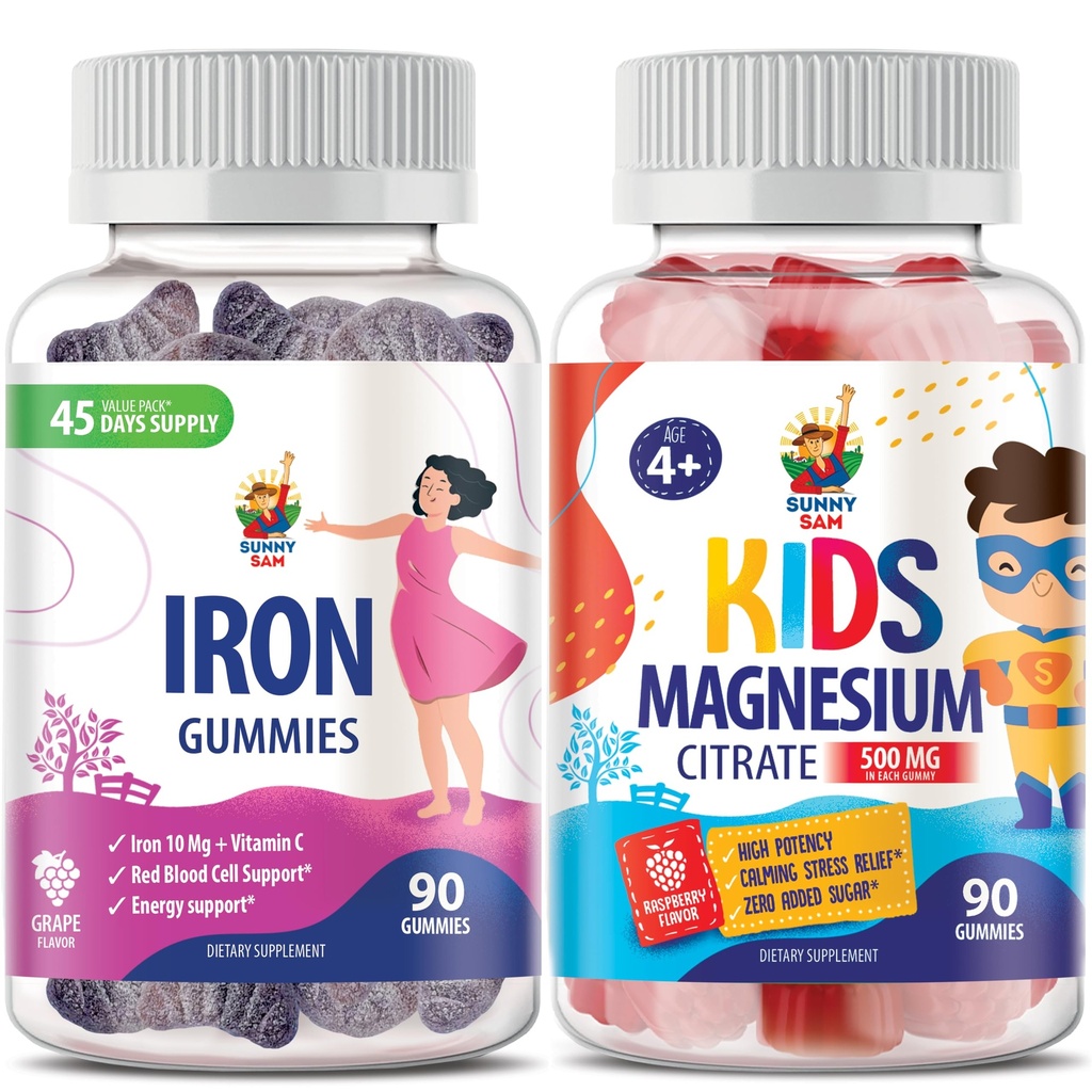 Magnesium Gummies for Kids 500mg & Iron Gummies for Dewata