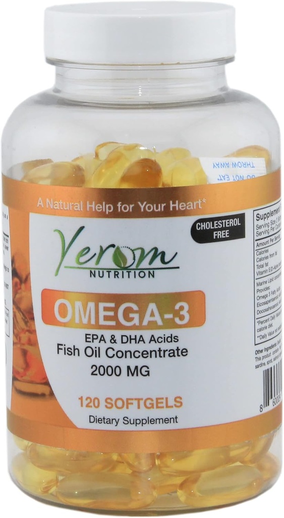 Omega 3 Fish Oil - EPA Potency & DHA, Support Heart, Brain & Joint Health, 120 Softgels.