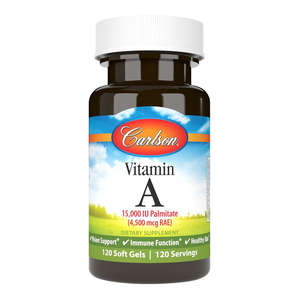 Carlson - Vitamin A, 15000 IU Palmigate (4500 mcg RAE), Vision Health, Healthy Skin, 120 Softgeels