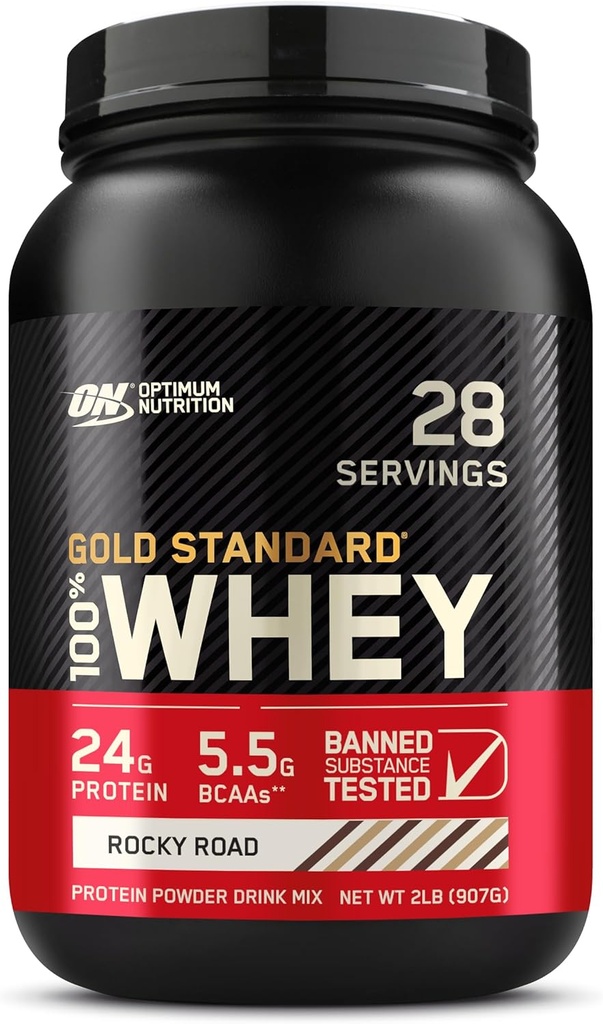 Optimum Nutition Gold Standard 100% Whiy Protein Powder, Rocky Road, 2 Pound (Packaging May Wary)