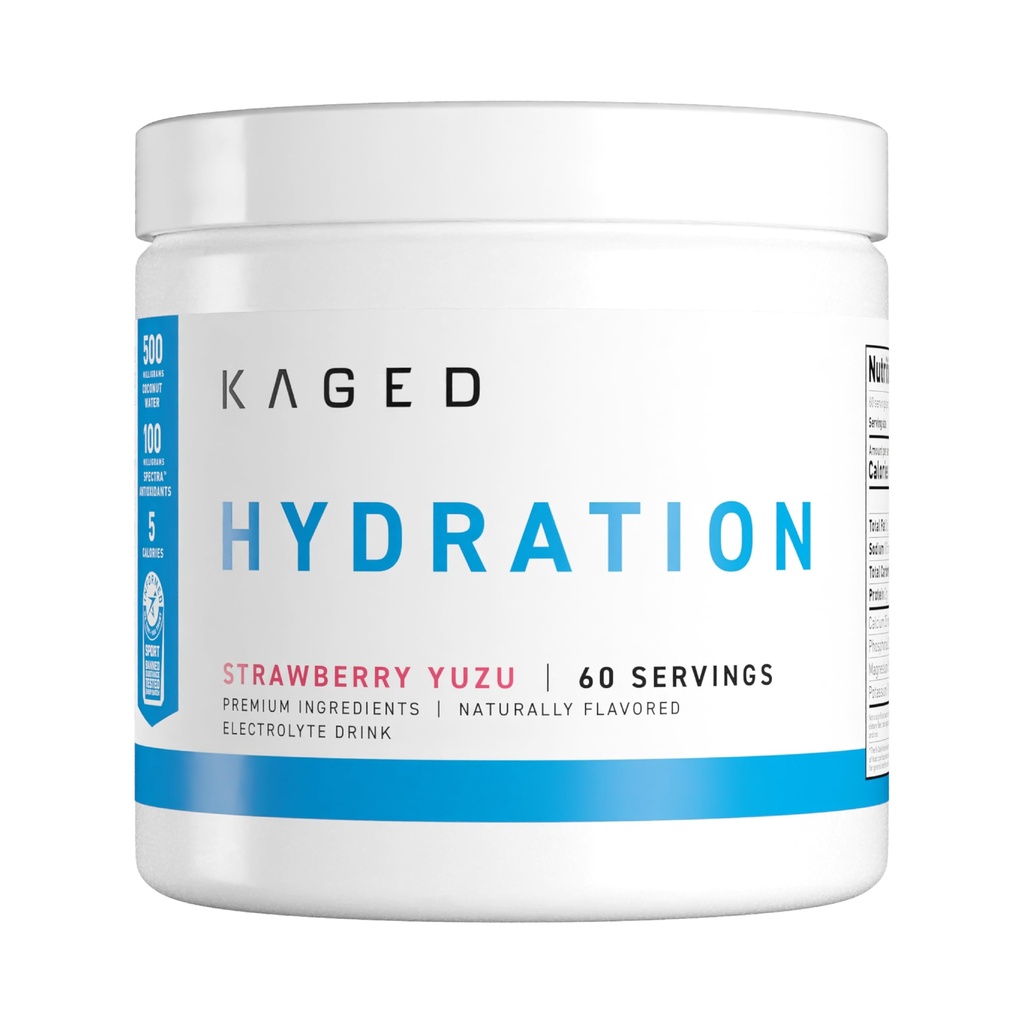 Kaged Hydration Electrolytes Powder 126; Strawberry Yuzu 124; Hydra- Charge Sports Drink Mix 124; Pre, Intra Workout 124; Low Carb, Vegan, Gluten Free Alag4; Suplemen untuk Pria & Perempuan & Perempuan 124; 60