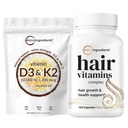 Mikro Ingrediens Vitamin D3 10000iu + K2 200mcg Coconut Oil Softgels & Hair Vitamin Kompleks Bundle 2 Paket 124; Estile Sunshine Vitamin 124; 14- 1 Advanced Hair Growth Dukungan