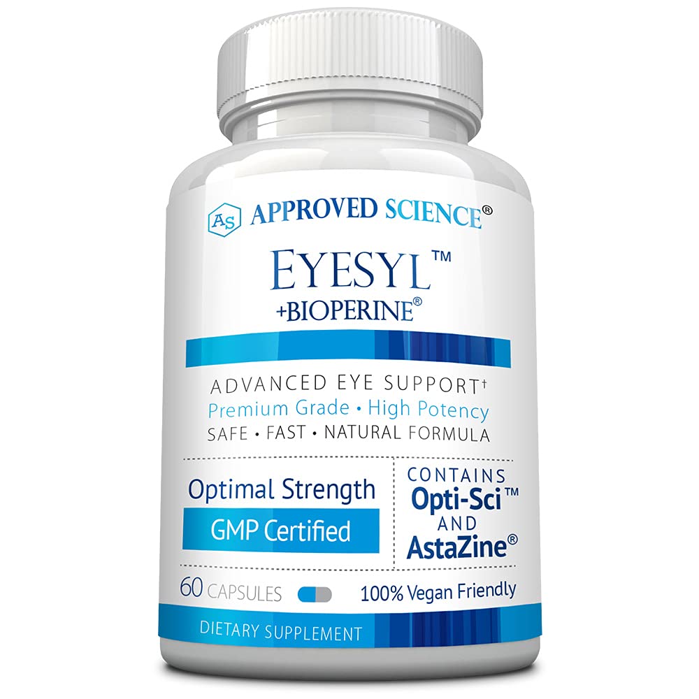 Aprected Science EyeSyl - Eye Supplemen - Chromium Picolinate, Taurine, Lutein, Alaxanthin, Bilberry, BioPerine - 1 Bulan Suppply - 60 Kapsul - Dibuat di Amerika Serikat