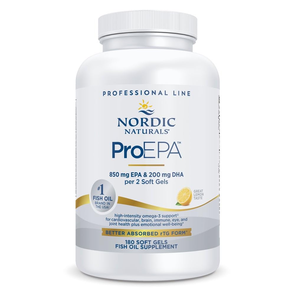 Nordic ProEPA, Lemon - 180 Soft Gels - 110 mg Omega-3 - High- Intensity EPA Formula untuk Kesehatan Mood, Kesehatan Hati & Cellular Fungsi - Non-GMO - 90 Pelayan