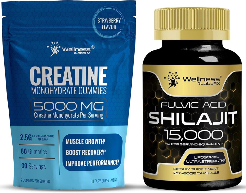 WELLNESS LABSRX Creatine Gummies dan Shilajit Capsules
