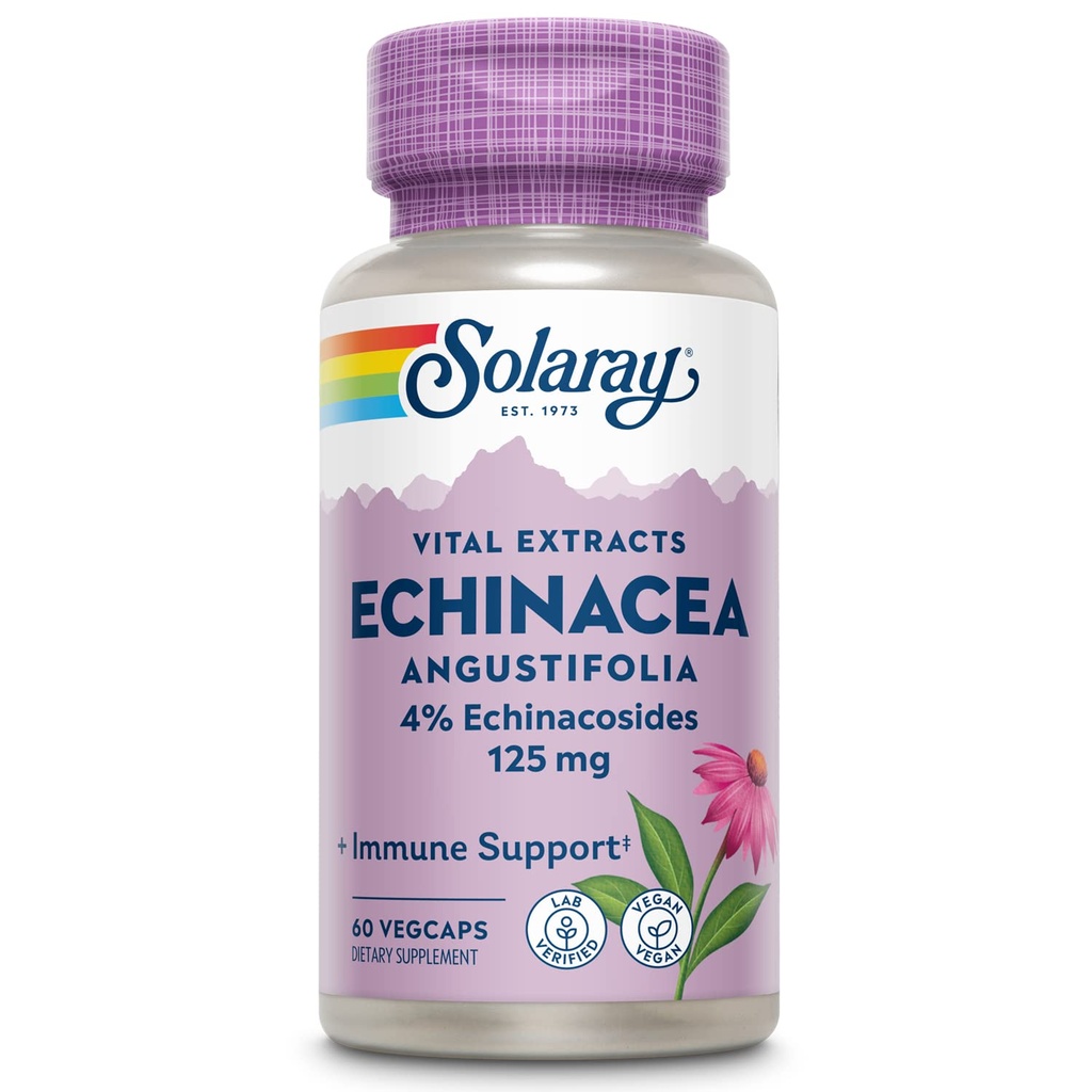SOLARAY Echinacea Angustifolia Root Extract 125 mg 124; Heally Ammune & Respiratory Fungsi Dukungan 126; 60 VexCaps