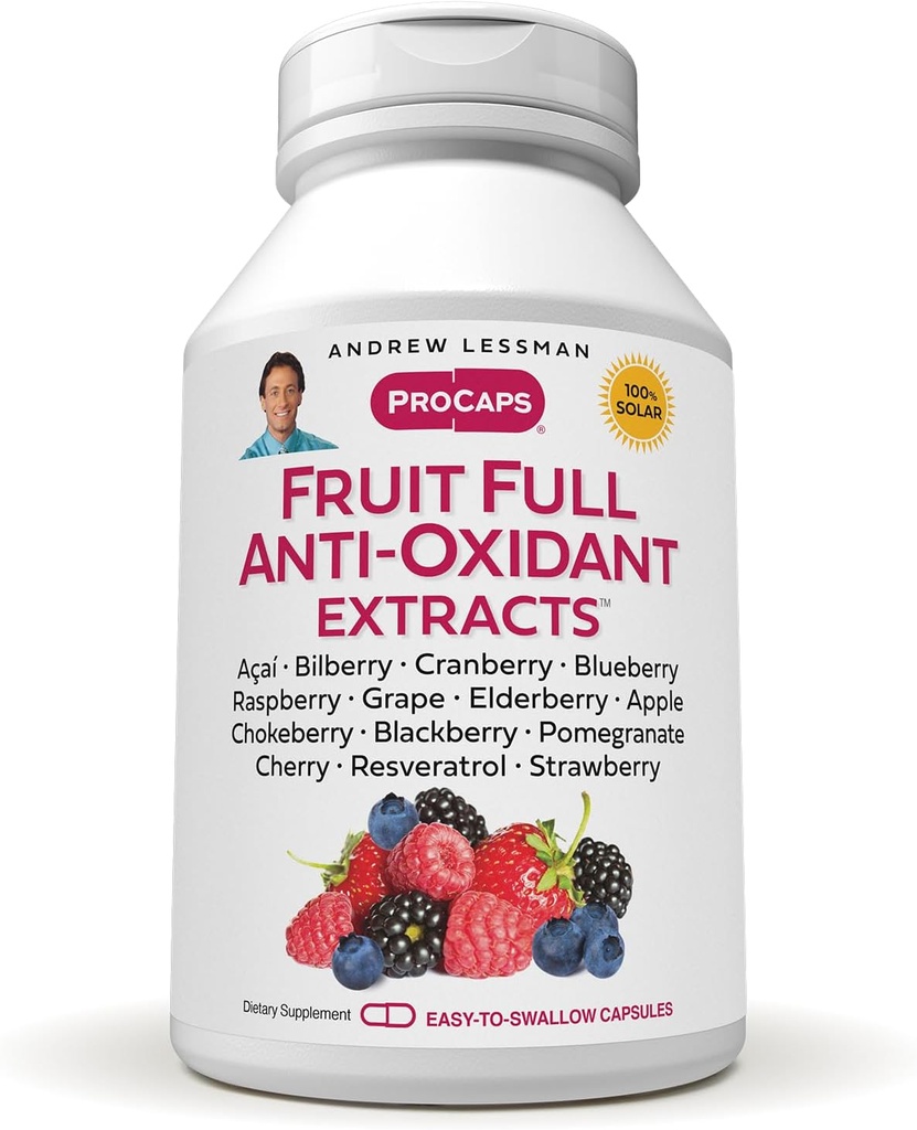 ANDREW LESSMAN Buah Penuh Anti- Oxidant Mengekstrak 360 Kapsul - 14 Natural Buah dan Berry Ekstraksi. Bilberry, Cranberry, Grape Seed, Pomegranate, Reveratrol, dan More.