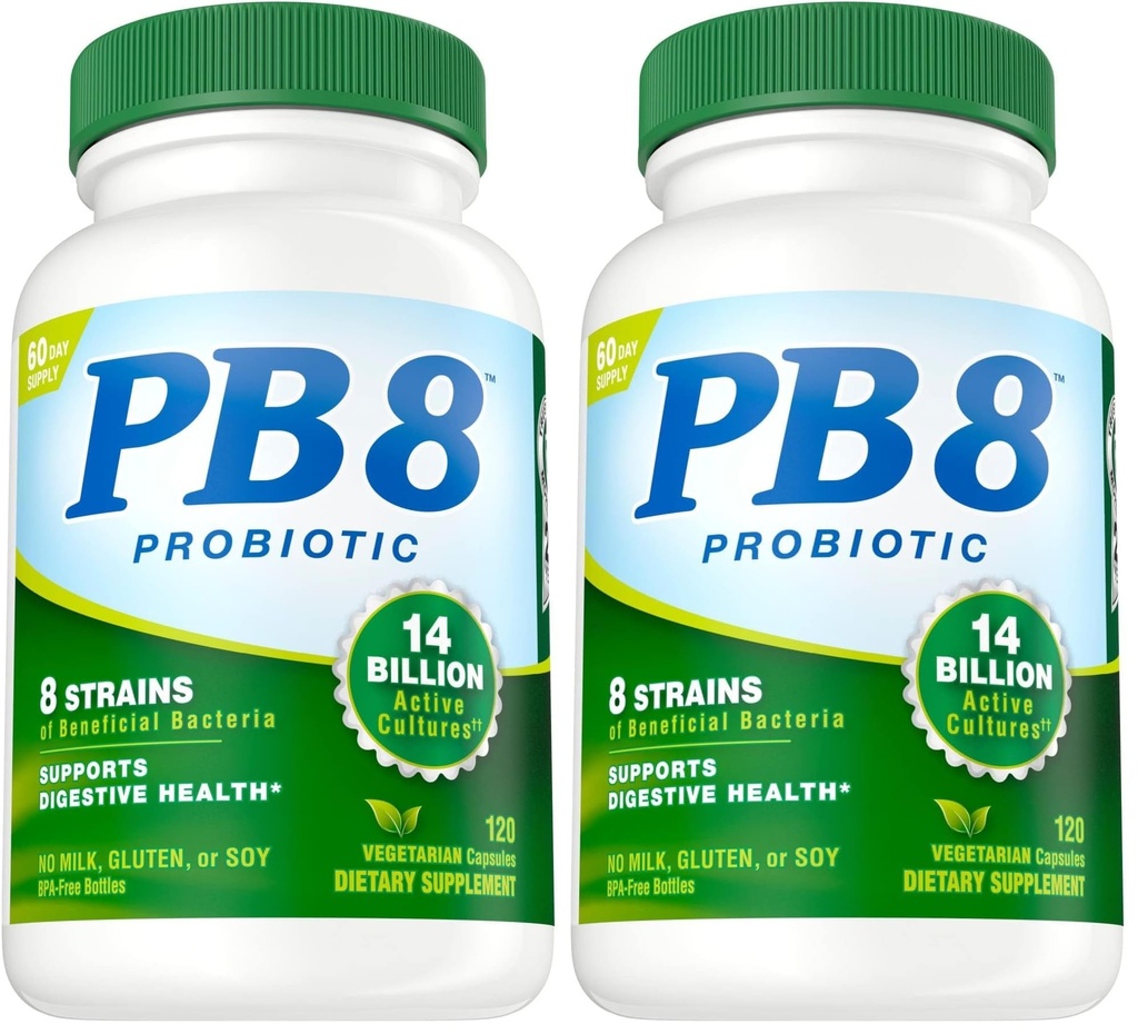 Nutrition Now PB 8 Probiotic Acidophilus for Life * Vegetarian Dietary Supplement for Men and Women, 120 Count (Pack of 2)