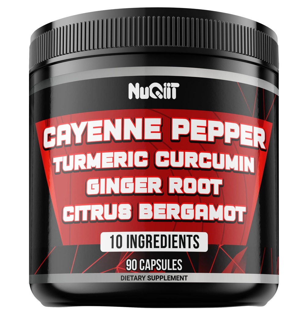 Cayenne Pepper Suplemen dengan Turmeric Curcumin Root, Ginger Root, Citrus Bergamot & More - Digetical Health, Ammune System, Heart Health & Gabungan - 90 Kapsul