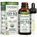 LiveWise Averal Baby Vitamin D3- K2 Liquid Suplement Suplement, Vitamin Drops for Baby and Toddlers, for Heally Growth, Development and Daily Wellness, Easy-to- Gunakan Dropper in Glass Bottle, 1 Fl Oz