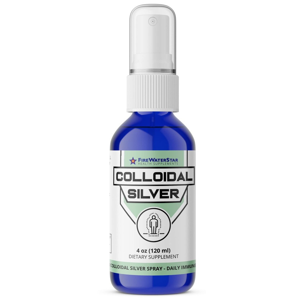 FWS Colloidal Silver Spray - 4 oz - Clear Silver - 50 ppm - 99,99% Perak Murni - Dukungan Imune Harian
