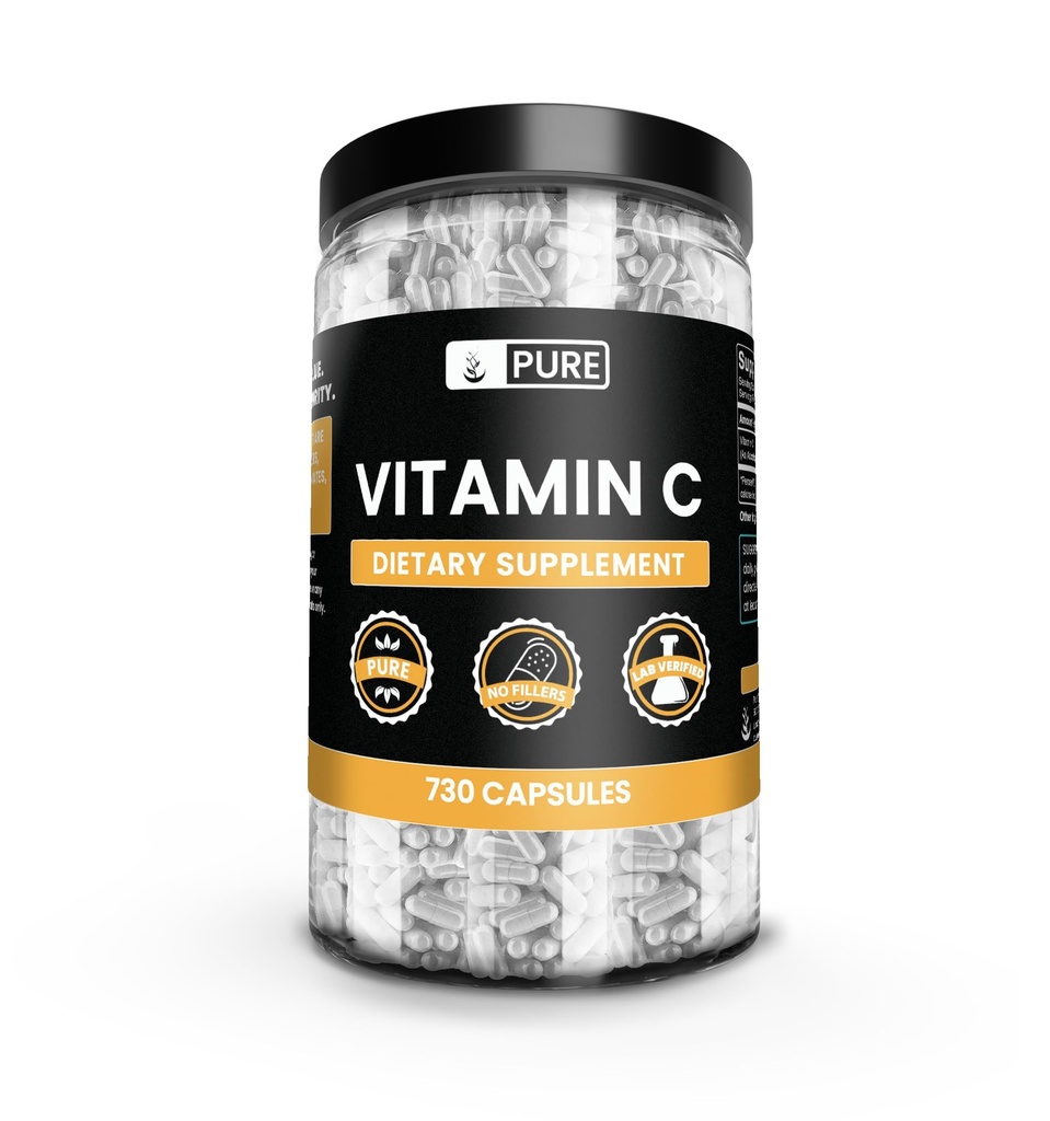 Murni Asli Ingredians Vitamin C (730 Capsules) No Magnesium Or Rice Fillers, Always Pure, Lab Verified