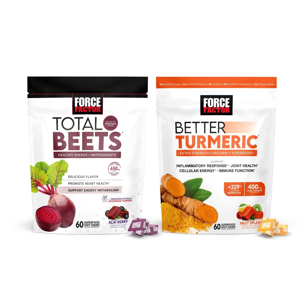 Paksa Factor Total Beets Soft Chews, 60 Chews & Better Turmeric Joint Supplemen, 60 Soft Chews
