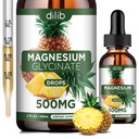 Magnesium Glycinate Suplement, Liquid Magnesium Glycinate Liquid Drops 500mg Dukung Stress Relief, Relaxation, Mood, Sleep, Bone & Muscle-2 Fl Oz, Vegan, Pineapple Flavor