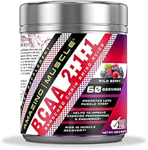 Amazing Muscle BCAA 2: 1: 1 Branched Chain Amino Acids Supplemen 124; 6000 Mg Per Serving 124; 60 Serving Chain Amino Flavor Berry Liar