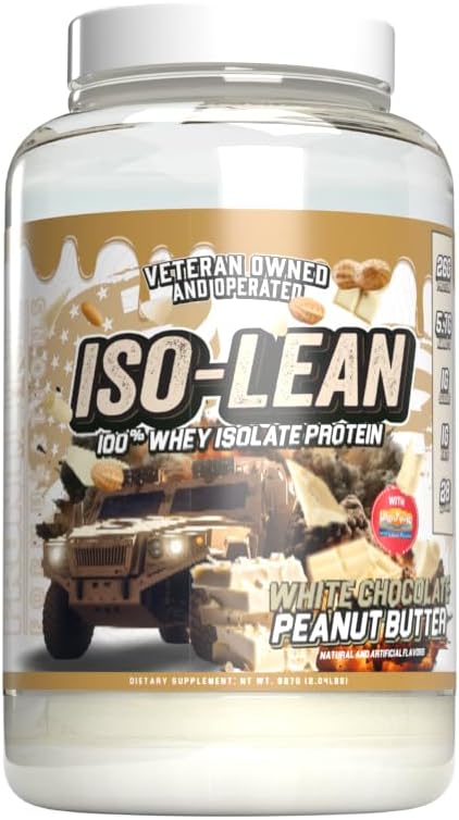 Isolean, 100% Whey Protein Isolasi, Gula Rendah, Maksimalkan Pemulihan, Veteren Dimiliki dan Dioperasi (28 Pelayan, Peanut Butter Coklat Putih)