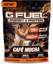 GFuel Protein + Energy Powder, Pra Workout Caffeine Mix untuk Gaming, Sugar Free Focus Amino, Vitamin + Antioksidants, 19oz (Cafe Mocha, 20 Pelayan)