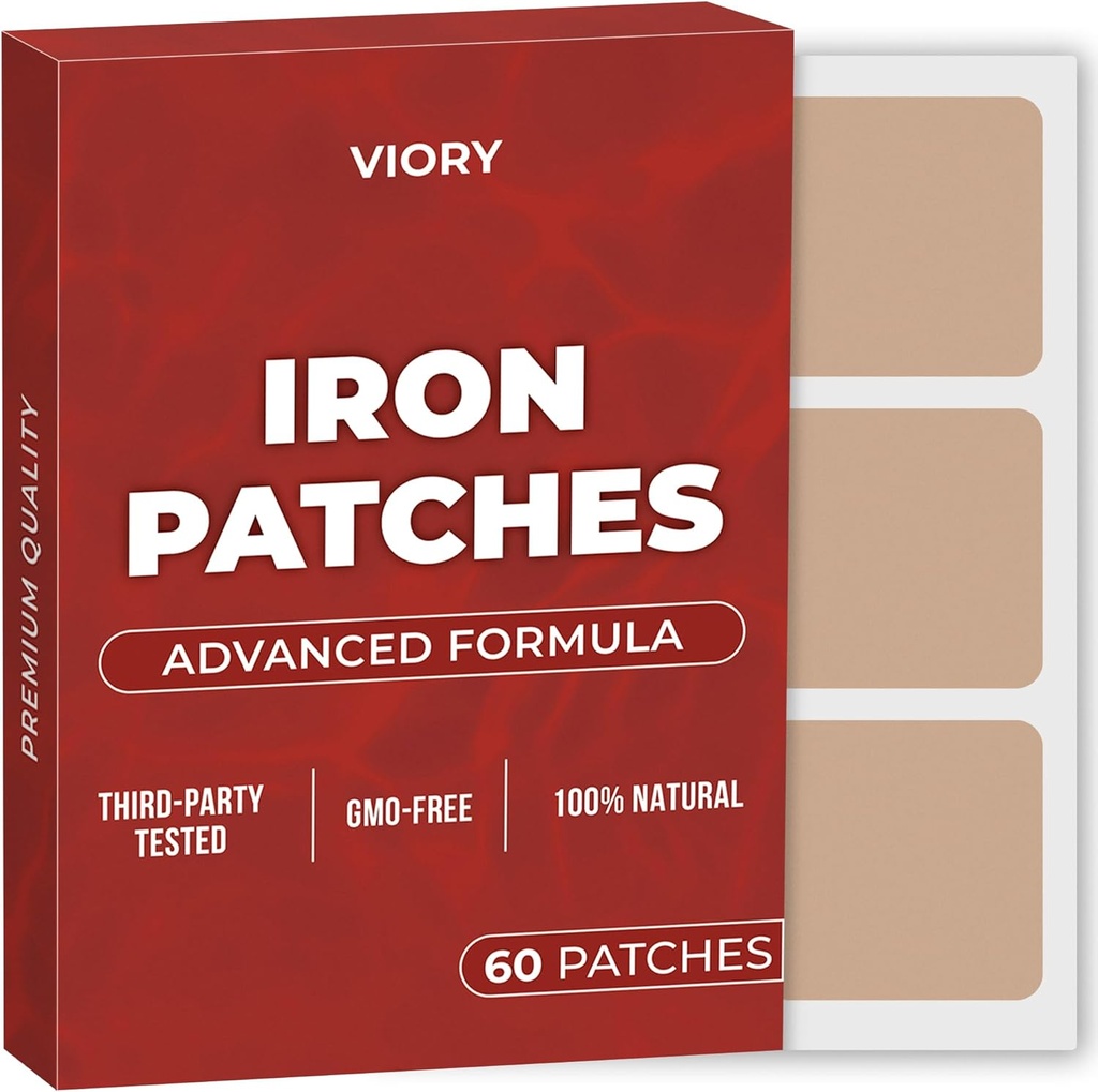 Iron Patches (Paket 60) - 100% Patch Natural untuk Perempuan dan Pria - dengan Biotin - Energi, Fokus & Dukungan Tubuh - Enhanced Formula