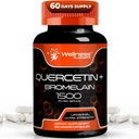 Quercetin dengan Tambahan Bromelain - 1500mg - Dukungan Imune dan Katup Kesehatan Jantung untuk Pria dan Wanita, Suplemen Quercetin Membantu Sistem Repiratory Gabungan & Kesehatan - 120 Cacah