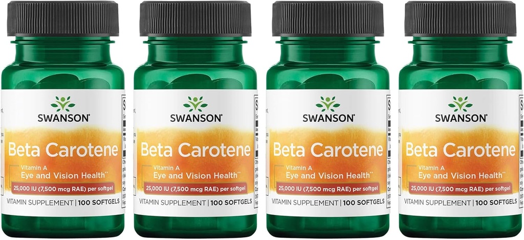 Swanson Beta- Carotene (Vitamin A) 25000 Iu (7500 mcg) 100 Sgels (4 Pack)