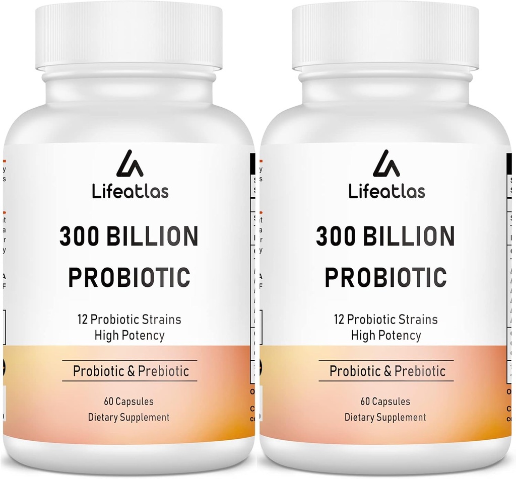 300 Milyar Provinsi CFU - Programs untuk Perempuan dan Pria, 12 Strain Probiotik Plus Prebiotik, Max powerfor Overall Digetical & Gut Health, Imune Dukung, Shelf Stable - 120 Capsules
