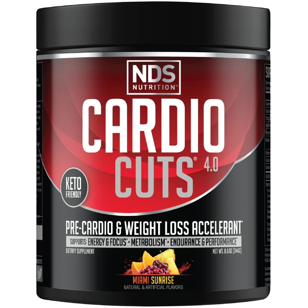 NDS Nutrition 4.0 Pre Workout Supplement - Advanced Wheight Los and Pre Cardio Formula with L- Carnitine, CLA, MCTS, L- Glutamine, and Safflower Oil - Miami Sunrise (40 Pelayan)