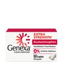 Genexa Clean Acetaminofhen Extra Energy, Dye Free Pain Retiever Fever Reducer, 0% Artificial Addictive, Obat nyeri untuk Dewasa, Relieves Headache, Batuche, Minor Arthritis Pain, 50 tablet