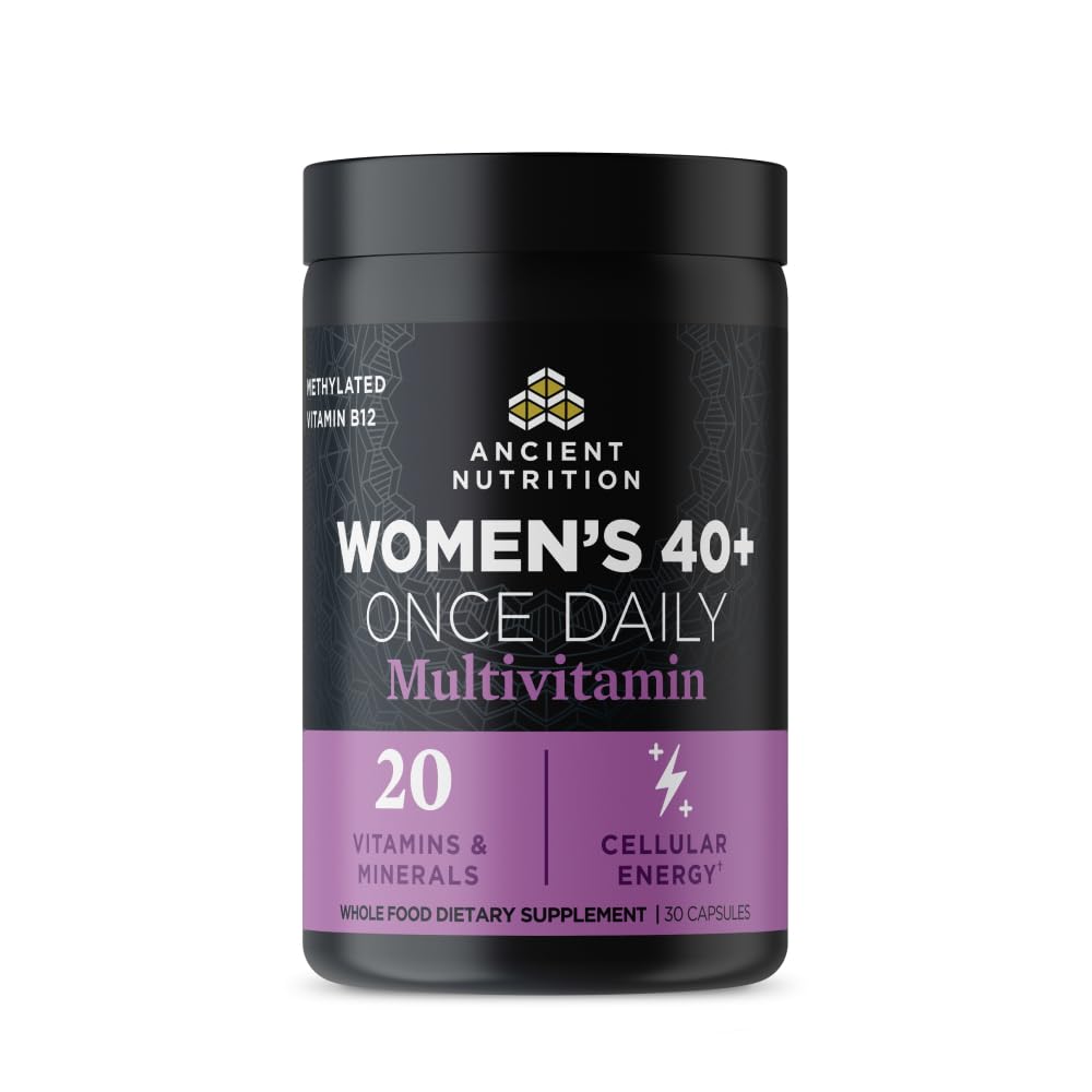 Nutrition Multivitamin Kuno untuk Perempuan, Uncient Multi Women 's 40 + Sekali Tambahan Vitamin, Vitamin B, Vitamin C dan Vitamin K2, Pound and Iron Suppplemen, Menyediakan Kesehatan Tulang, 30