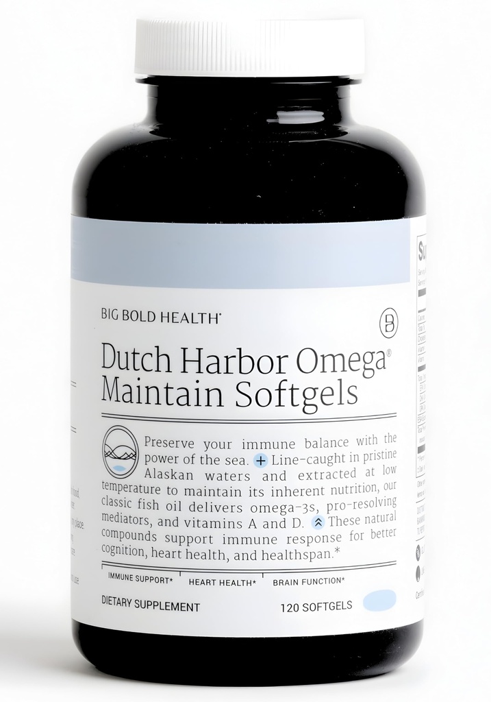 Big Health Dutch Harbor Omega Keep Softgels - Premium Alaska Cod Liver Count (120 Count) - Destaminably Sourded Omega- 3 Suplemen EPA, DHA, DPA - Vitamin Alami A & D - MSC Disertifikasi