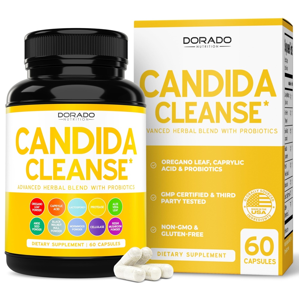 Candida Cleanse Detox (60 Count) Advanced 11 in- 1 Formula for Overgrowth Treatment with Candida Killer Complex for Men and Women - Third Party Tested - Made in USA