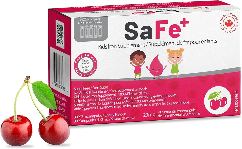 Besi SaFe + Liquid untuk Anak-Anak 124; Great Tasting Cherry Flavor 124; Mudah untuk Menggunakan 20mg / 2mL Besi per ampule 14; 30 Unit- Doses (2 ml) Masing-masing I Sugar Free & Allergen Bebas Aku Mempertahankan Fisik & Mental Wellsbeing