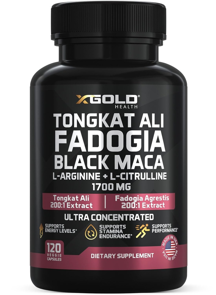 X Gold Health Tongkat Ali + Fadogia Agrestis + Black Maca - Energy, Vitalitas & Stamina Booster for Men & Women Majelis in USA
