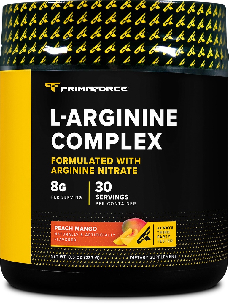 Pirmaforce L-Arginine Complex Powder (30 Servis Per Botol 124; Peach Mango) Perbaikan Pembangunan Kuat Protein untuk Gains Maksimum