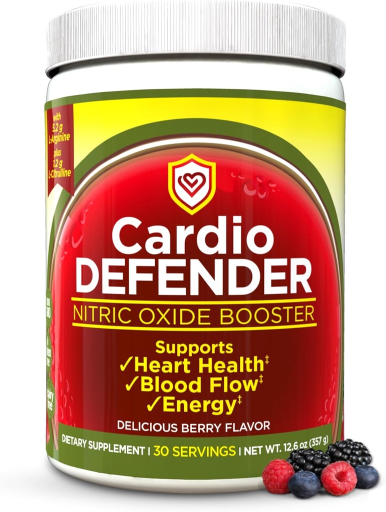 Powder Nitric Oxide Booster - L- Arginine 5.200mg + L- Citrulline 1.200mg - Heart Health Drink - Heart Health, Blood Flow, Energy, Endurance - L-Arginine Powder with Berry Flavor