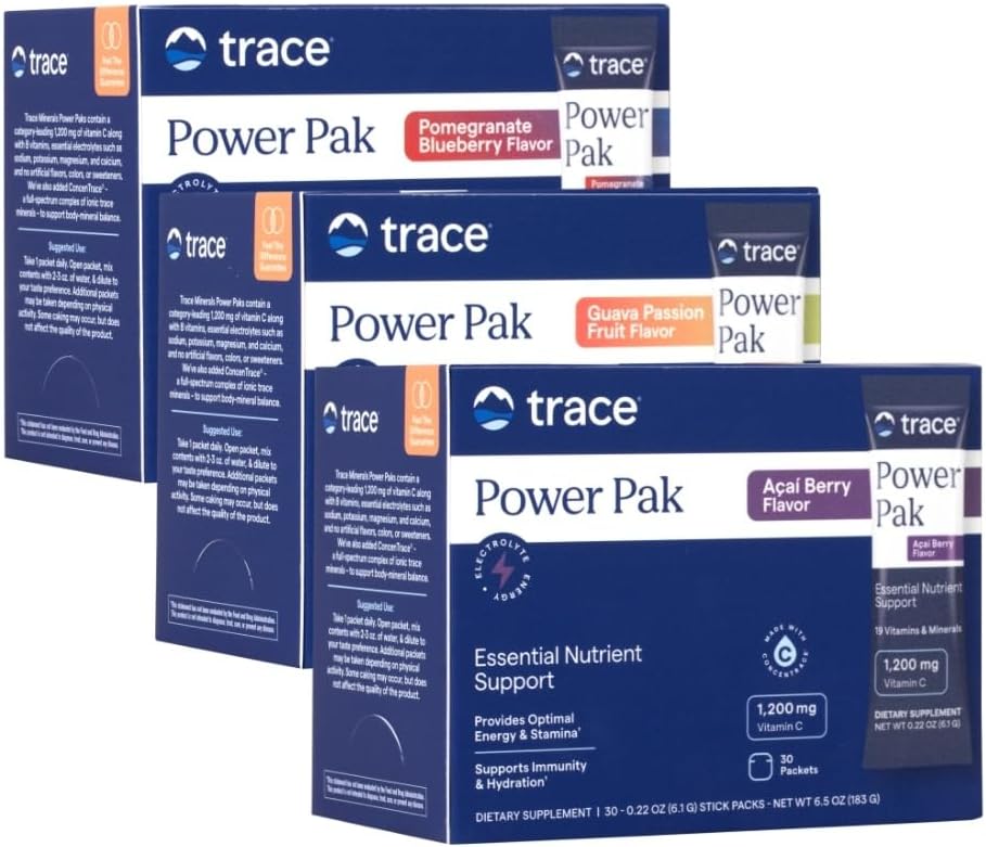 Telusuri Tenaga Mineral Pak Multivitamin dan Paket Multimineral - Dukungan Electrolite - 1200 mg Vitamin C Plus 70 Acai Berry, Blueberry Poteculate dan Variety Guava - 90 Paket