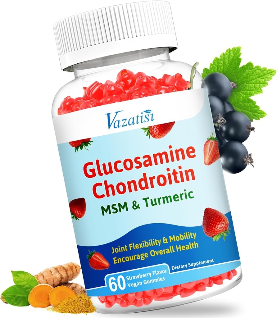 Tinggi Biovailable Glucosamin Chondroitin Gummies dengan Turmeric & MSM, Boswellia -Joint Support - Cartilage Dukung, Fleksibilitas & Kekuatan - 60 Gummies
