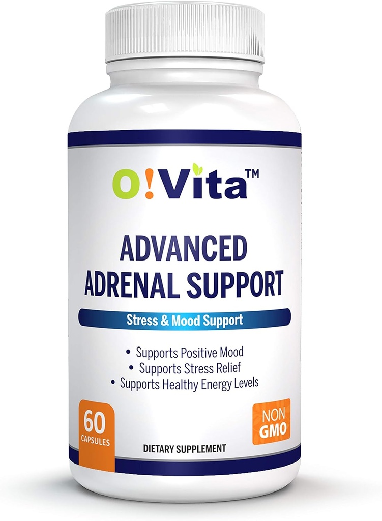 Advanced Adrenal Support with Ashwagandha, Panax Ginseng, Support Adrenal Gland Health 2- Month Supply (60 Non- GMO Capsules)