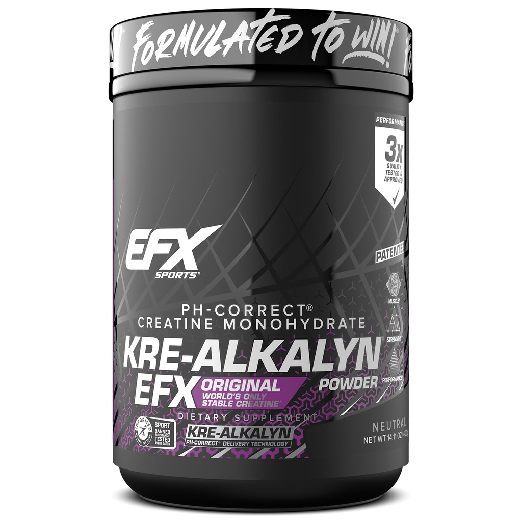 EFX Sports Kre-Alkalyn EFX Powder 124; pH Benar Creatine Monohydrate Supplement (Unflashing)