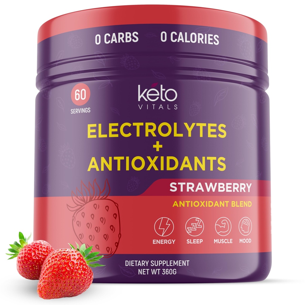 Keto Antiokhidant Electrolytes Powder - Blend Electrolytes dengan Potasium, Magnesium, Sodium, Kalsium 124; Keto Electrolytes Persediaan Energi Minum Mix 124; Sugar- Free, Zero Calories, Zero Carbs