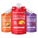 Designer Wellness Protein Smoothie, Real Fruit, 12g Protein, Low Carb, Zero Added Sugar, Gluten- Free, Non-GMO, Tidak Ada Warna Buatan atau Flavors, Variety Pack, 12 Count