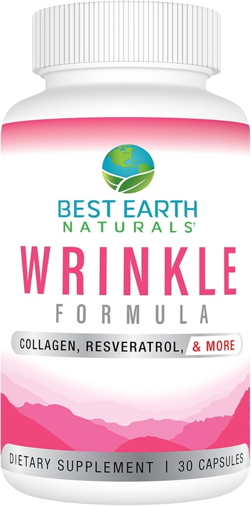Best Earth Companals Wrinkle Formula dengan Acid Hyaluronic, Niacinamide, Multi Vitamin, Collagen for Women atau Men - Skin Vitamin Supplemen -30 Day Suppply (30 Kapsul)
