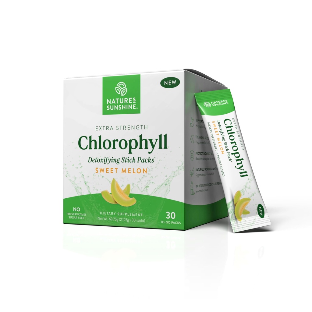 Nature 's Sunshine Chlorophyll Stick Packs: Supercharge Your Detox and Boost Gut Health in Convenient, Delicious Stick Packs (Sweet Melon)