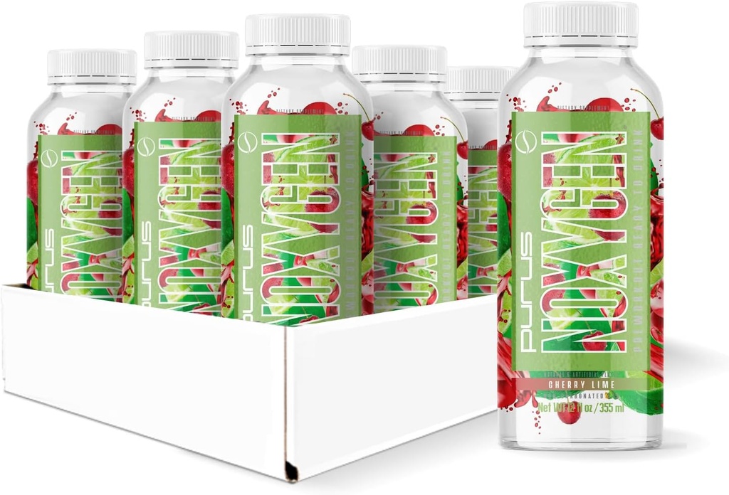 Purus Labs NOXygen Ready To Drink (RTD) Pre-Workout 124; Pompa, Energi, & Performance 124; 0 Sugars 124; 200mg Caffeine 124; Pack of 12 (Cherry Lime)